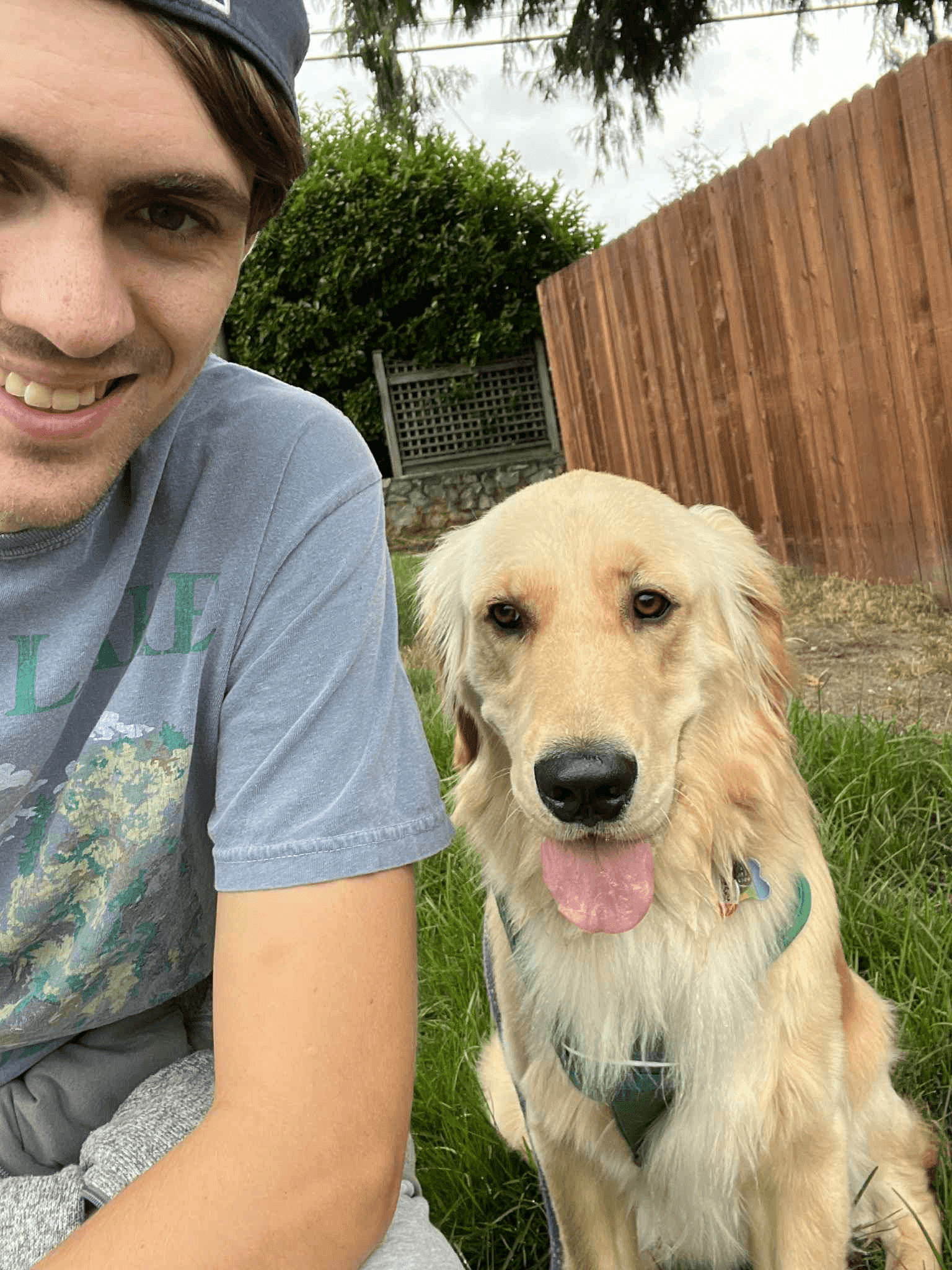 Will with a happy dog on a nature walk