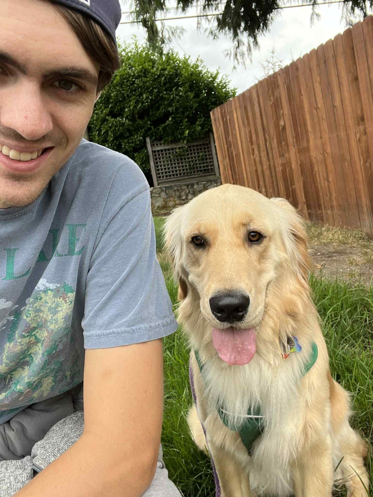 Will with a happy dog on a nature walk